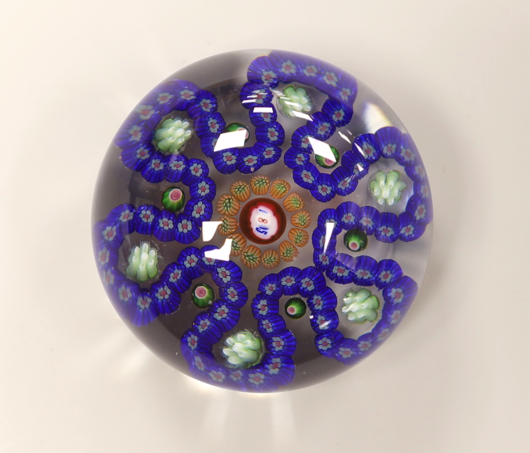 A DuPont garland paperweight, spurious date 1815, 6cm diameter